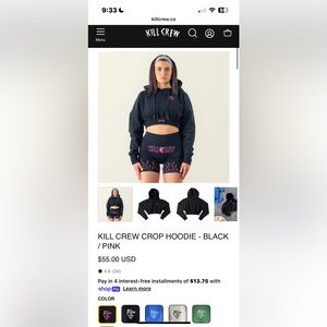 Kill Crew Black Hoodie with Pink Details